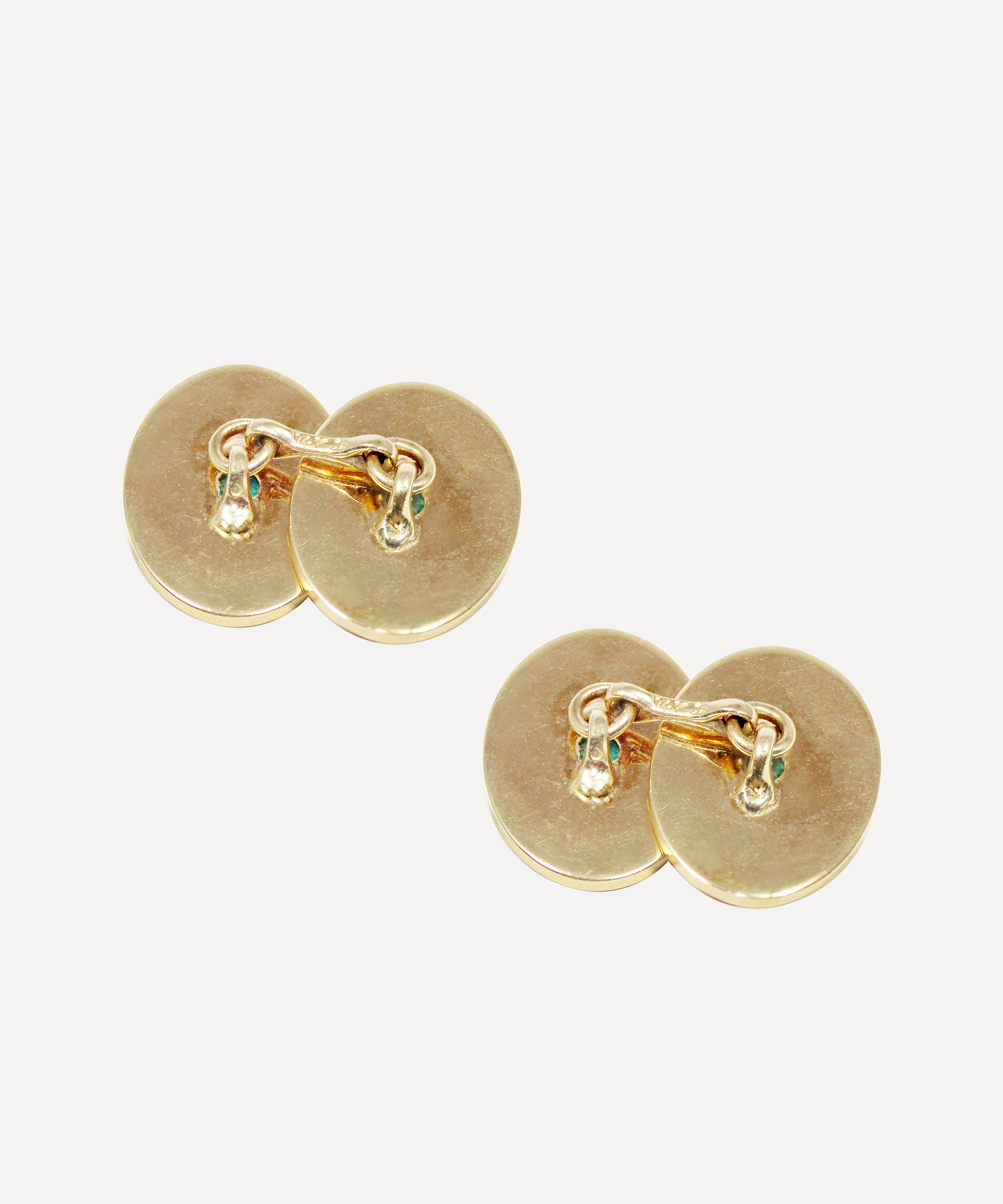 Kojis - Gold Emerald Cufflinks image number 1