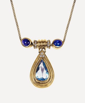 Kojis - Gold Aquamarine and Sapphire Pendant Necklace image number 0