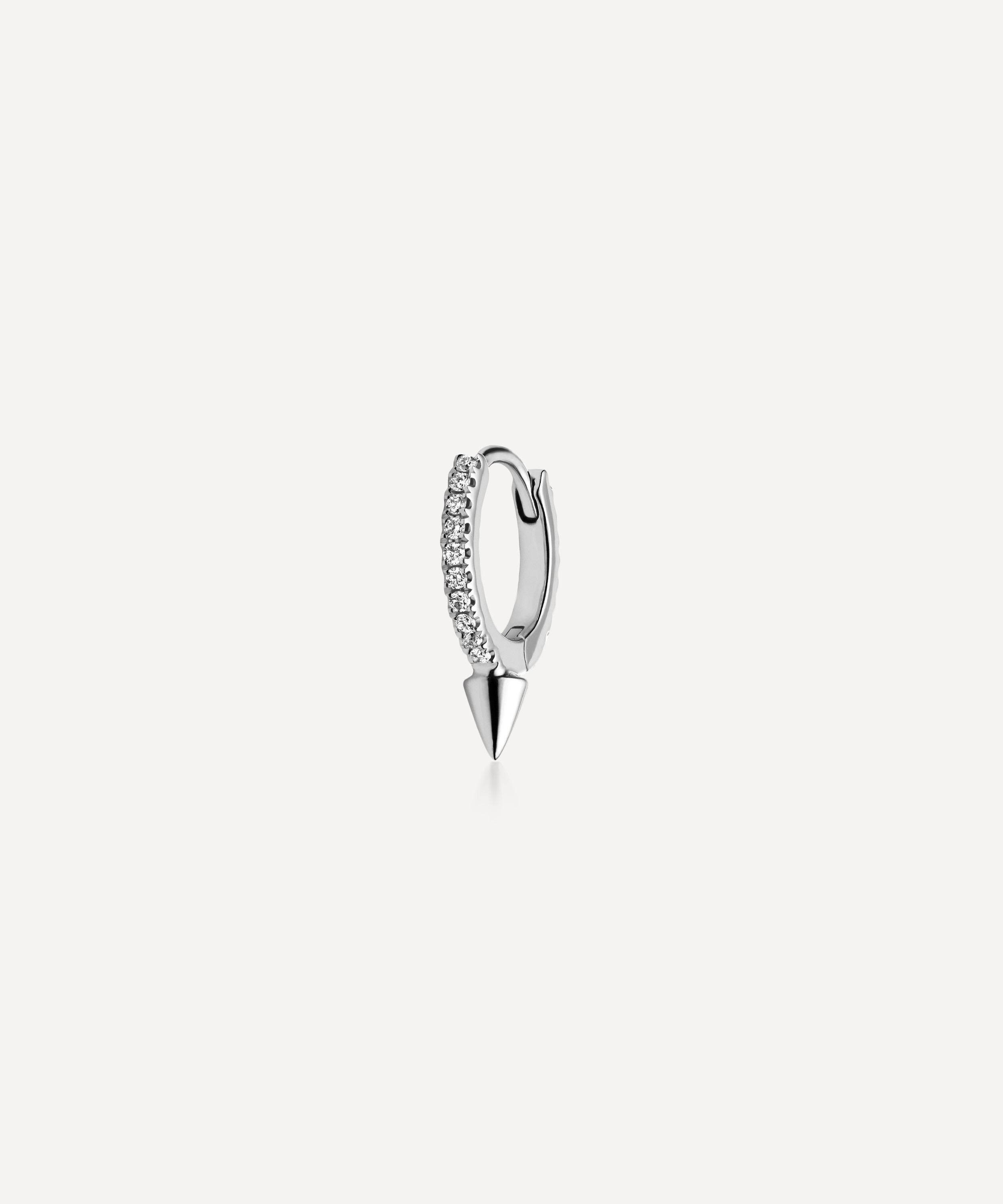 Maria Tash - 18ct 8mm Single Short Spike Diamond Eternity Hoop Earring