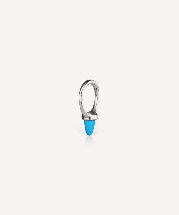 Maria Tash - 14ct 6.5mm Single Short Turquoise Spike Hoop Earring image number null