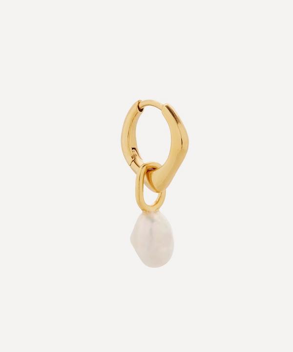 Maria Black - Gold-Plated Vento Pearl Single Huggie Hoop Earring image number null