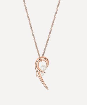 Rose Gold Plated Vermeil Silver Cherry Blossom Pearl Hook Pendant Necklace