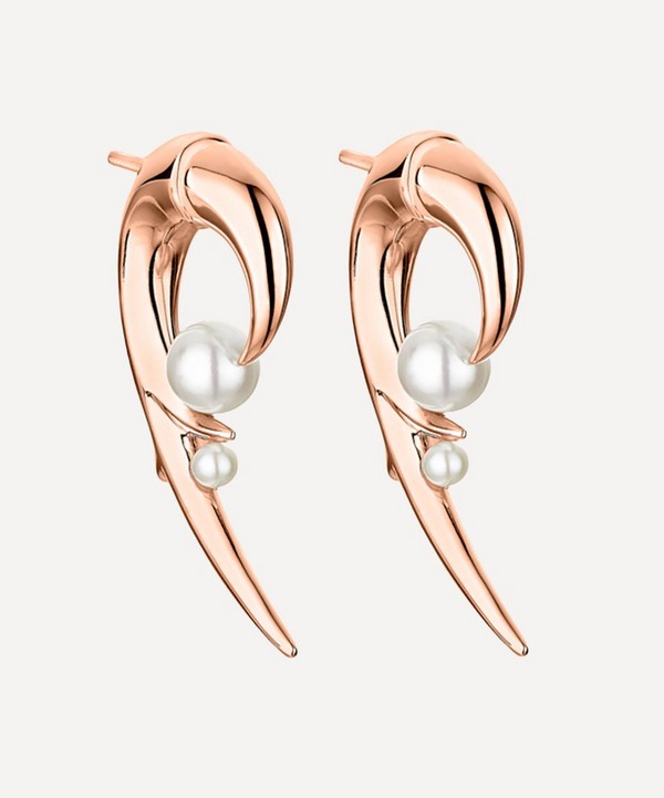 Shaun Leane - Rose Gold Plated Vermeil Silver Cherry Blossom Pearl Hook Earrings image number null