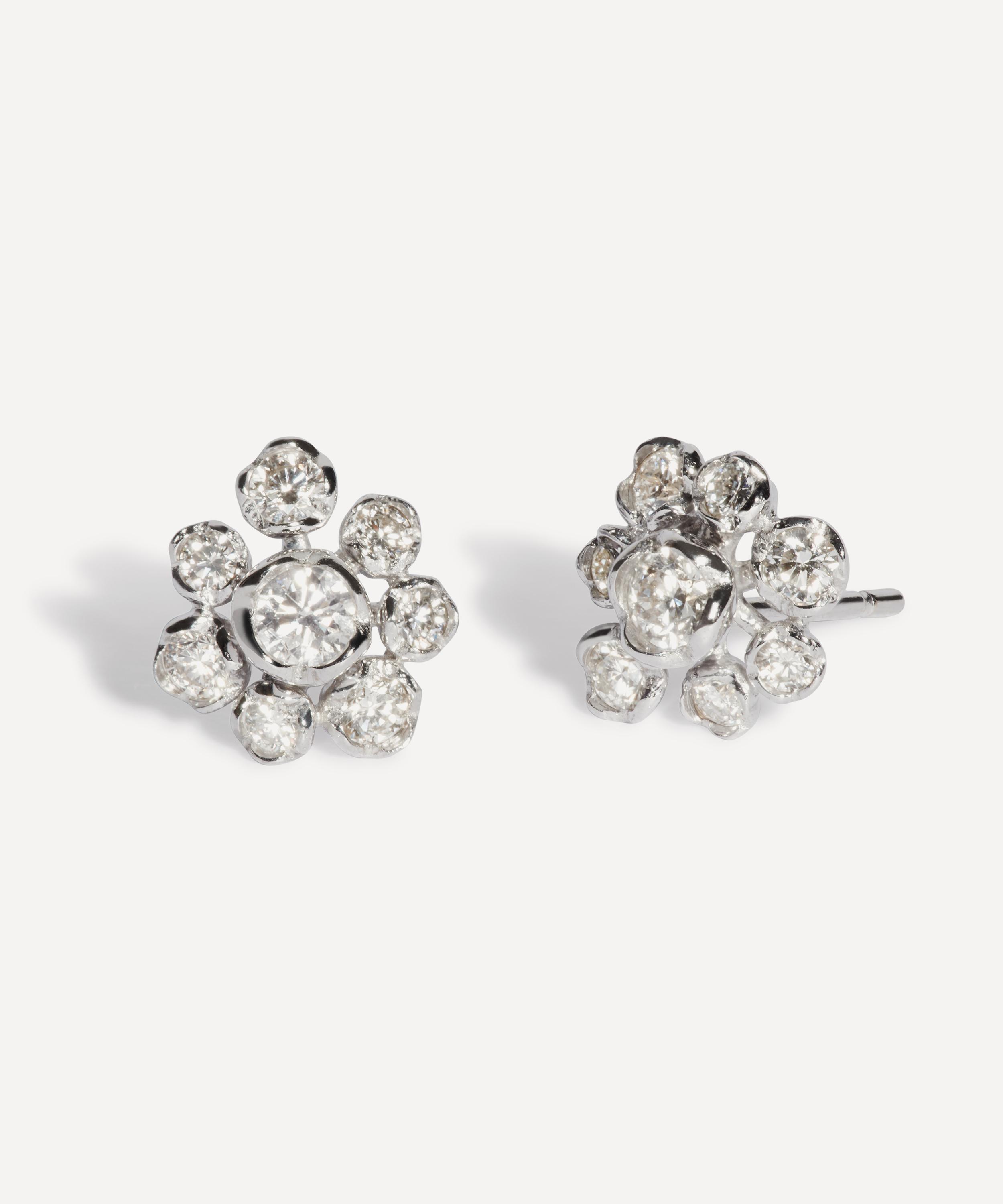 Annoushka 18ct White Gold Marguerite Large Diamond Flower Stud Earrings