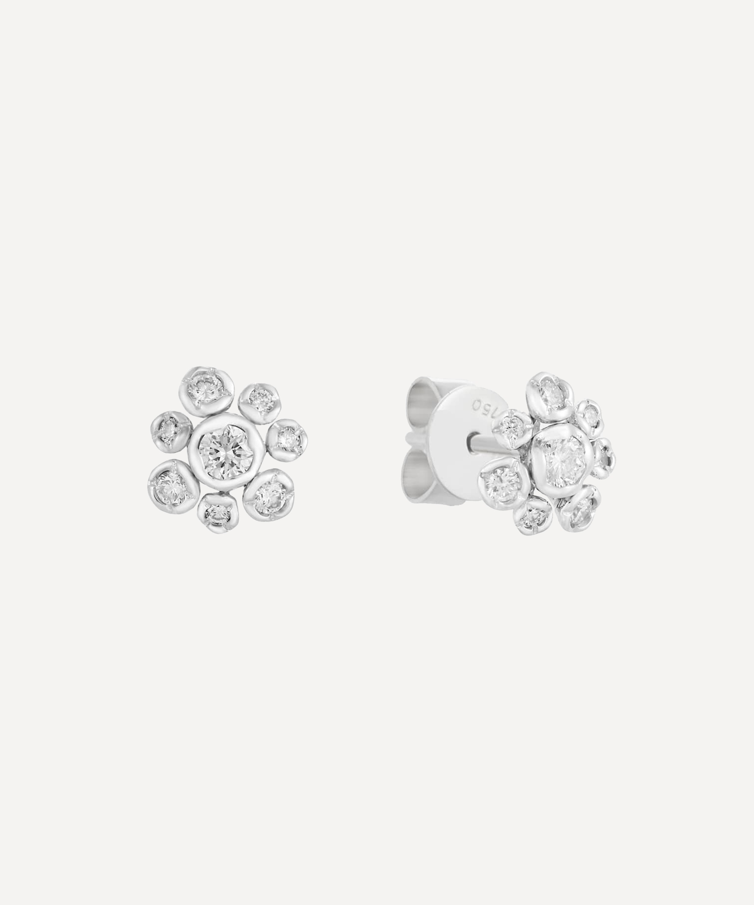 Annoushka - 18ct White Gold Marguerite Small Diamond Flower Stud Earrings image number 2