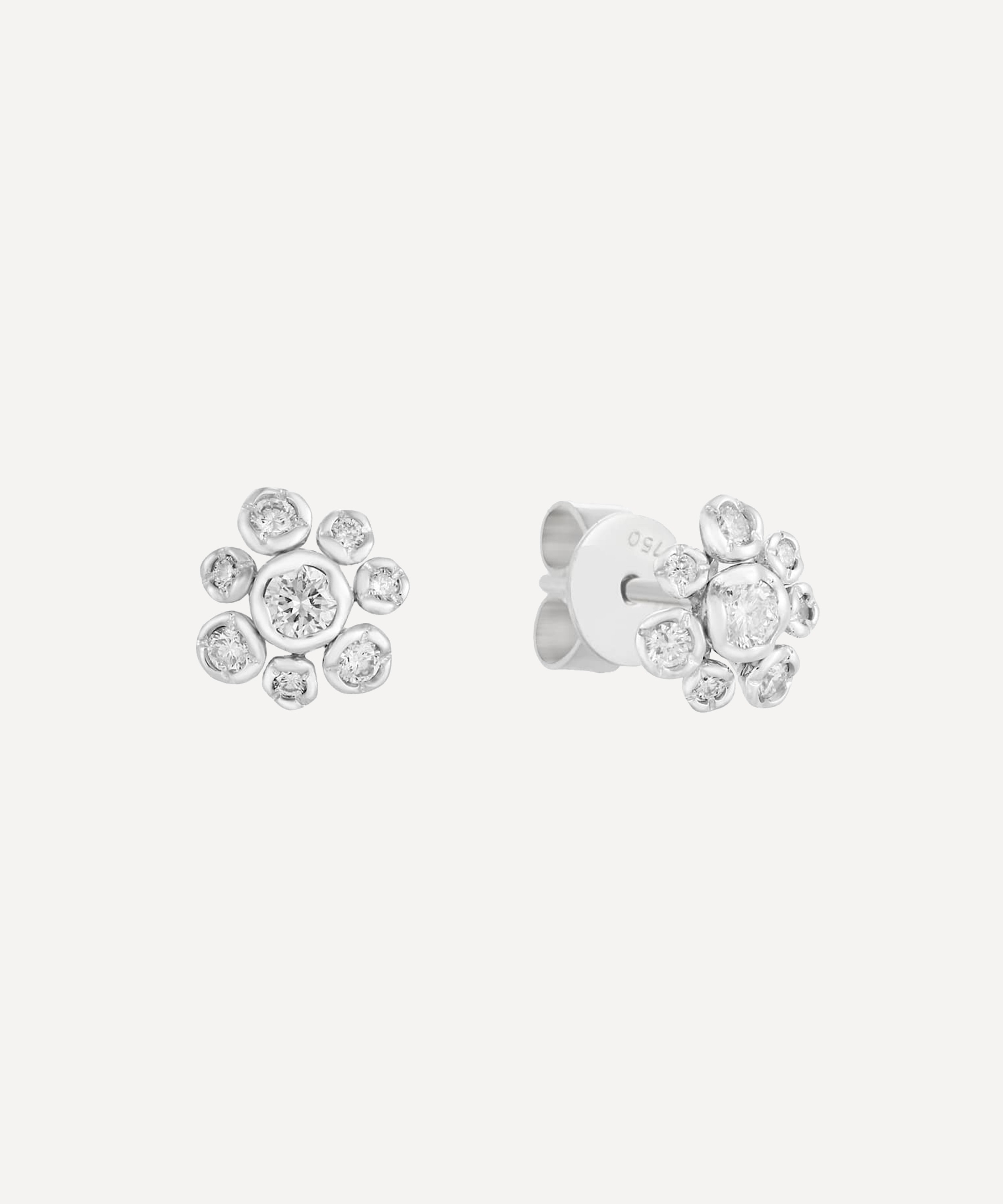 18ct Yellow Gold Diamond Flower Stud Earrings