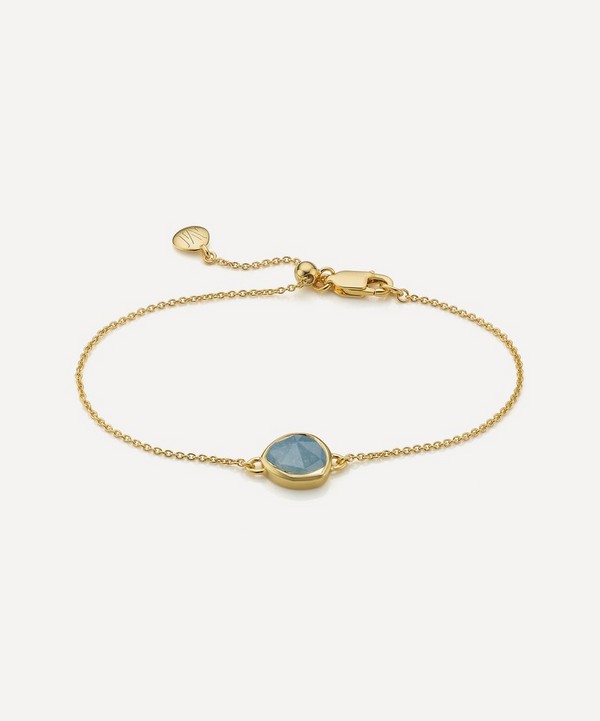 Monica Vinader - Gold Plated Vermeil Silver Siren Aquamarine Fine Chain Bracelet