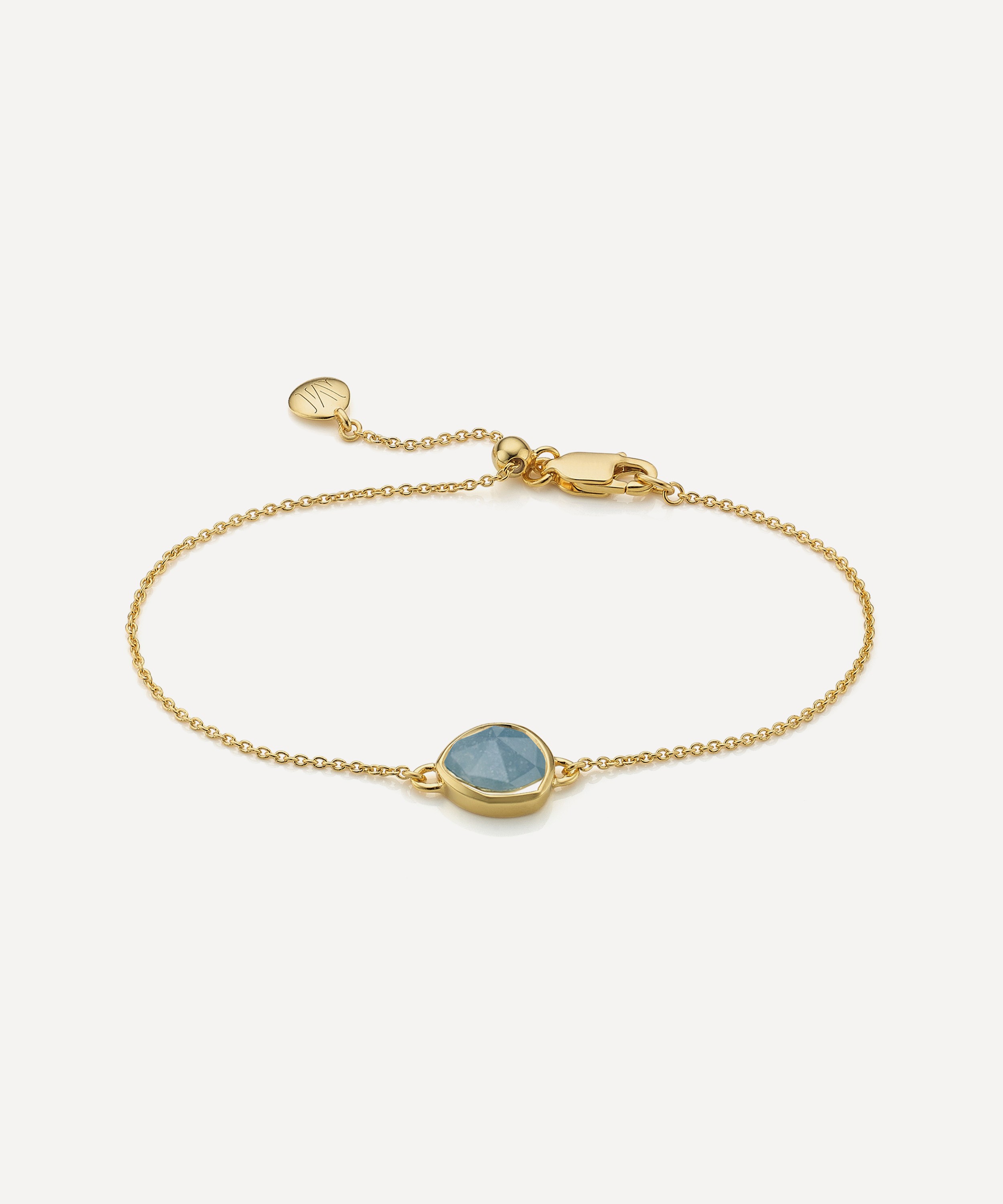 Monica Vinader - Gold Plated Vermeil Silver Siren Aquamarine Fine Chain Bracelet image number 0
