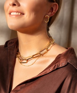 Monica Vinader - Gold Plated Vermeil Silver Alta Capture Stud Earrings image number 1