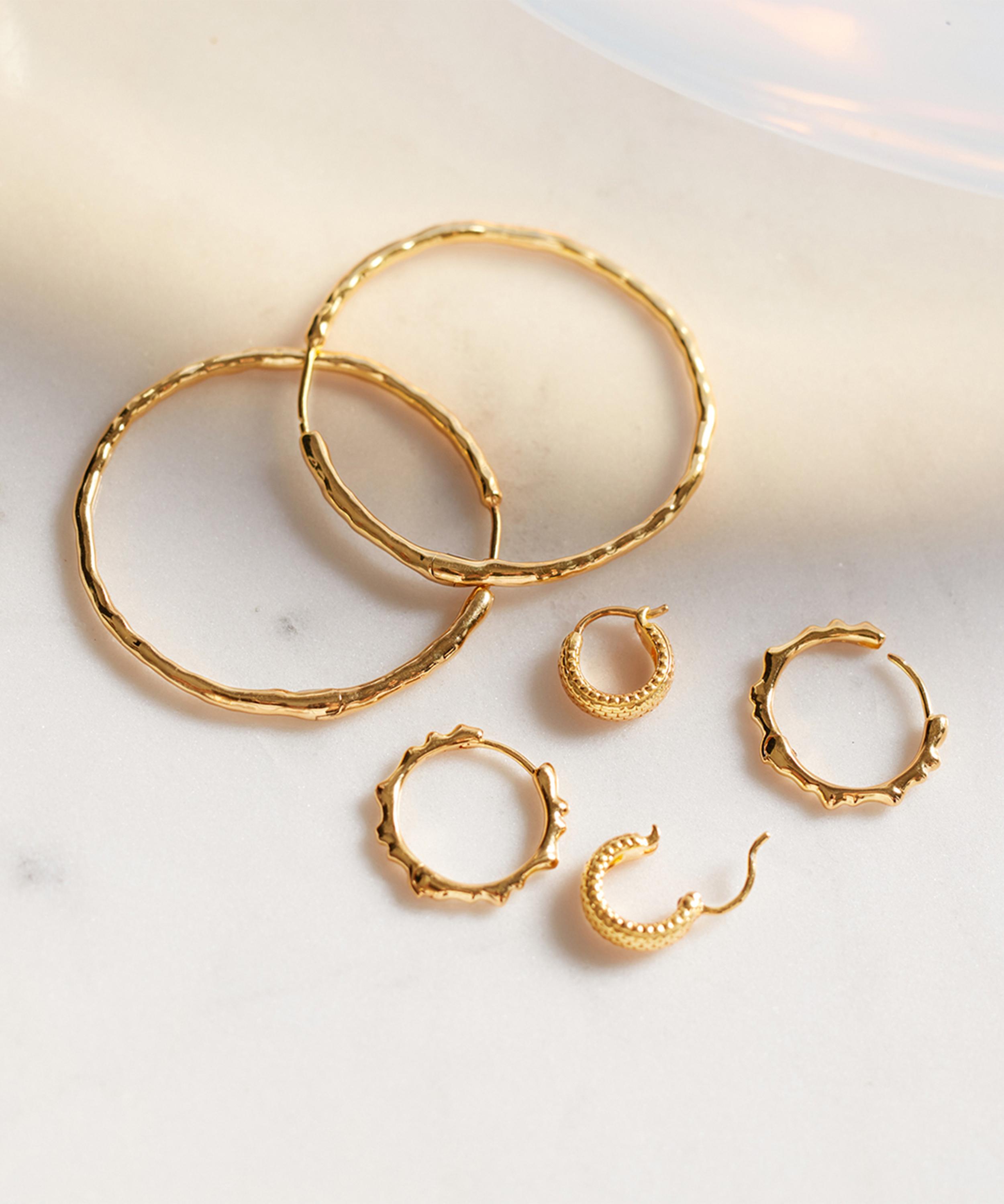 Monica Vinader - 18ct Gold Plated Vermeil Silver Heirloom Huggie Hoop Earrings image number 2