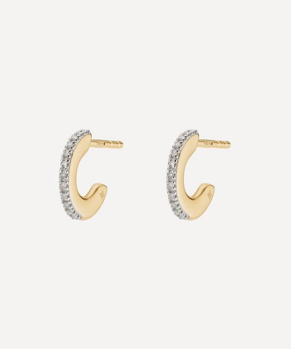 Monica Vinader - Gold Plated Vermeil Silver Fiji Small Skinny Diamond Hoop Earrings image number null