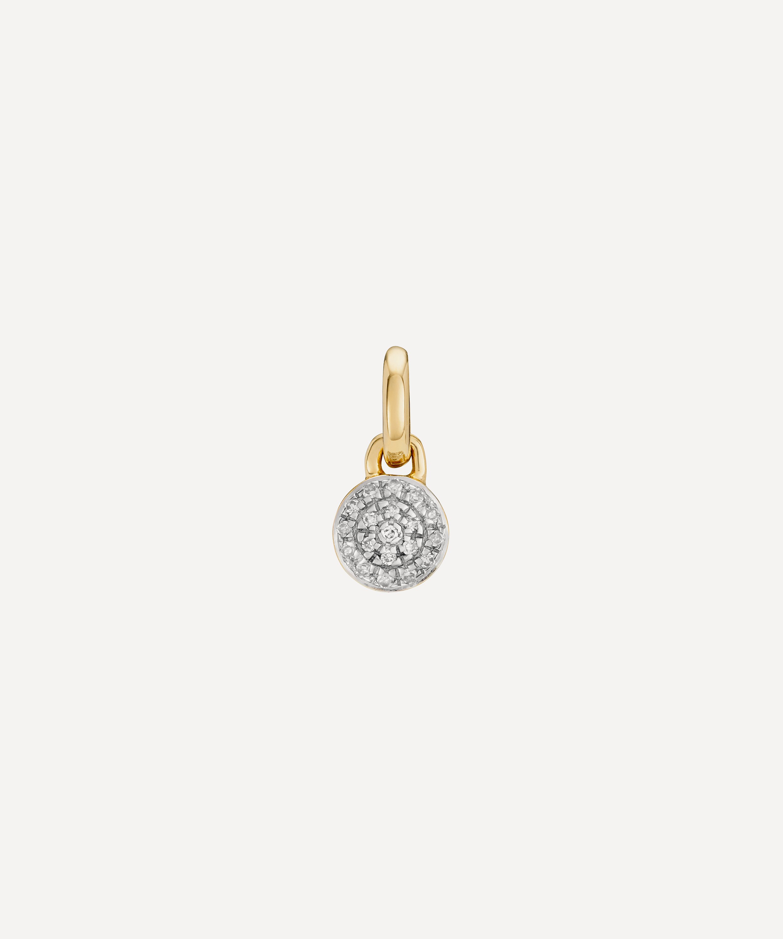 Monica Vinader - Gold Plated Vermeil Silver Fiji Mini Diamond Button Pendant Charm image number 0