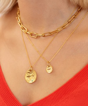 Monica Vinader - Gold Plated Vermeil Silver Siren Small Coin Pendant Charm image number 1