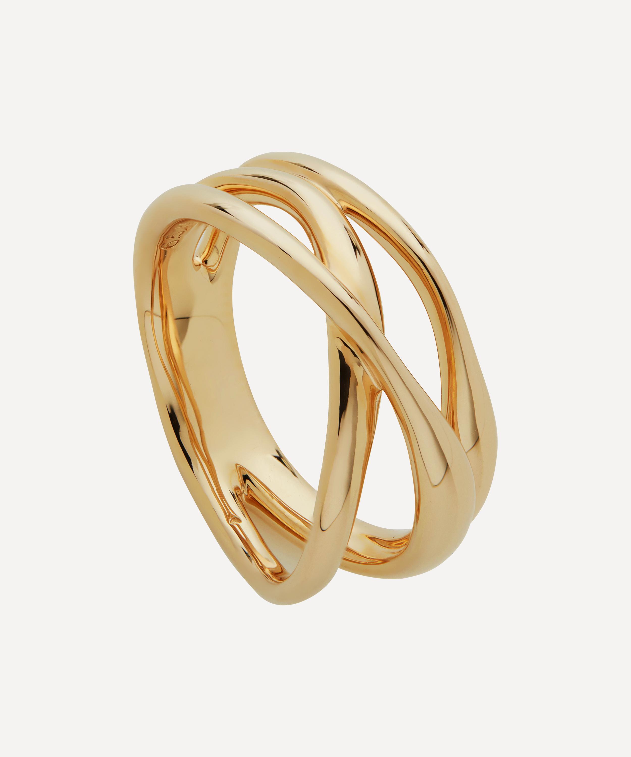 Monica Vinader Gold Plated Vermeil Silver Nura Cross Over Ring 