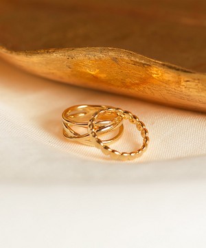 Monica Vinader - Gold Plated Vermeil Silver Nura Cross Over Ring image number 2