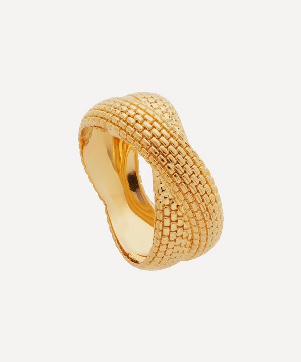 Monica Vinader - 18ct Gold Plated Vermeil Silver Heirloom Woven Cross Ring