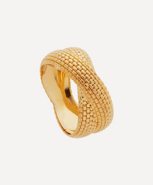 Monica Vinader - 18ct Gold Plated Vermeil Silver Heirloom Woven Cross Ring image number 0