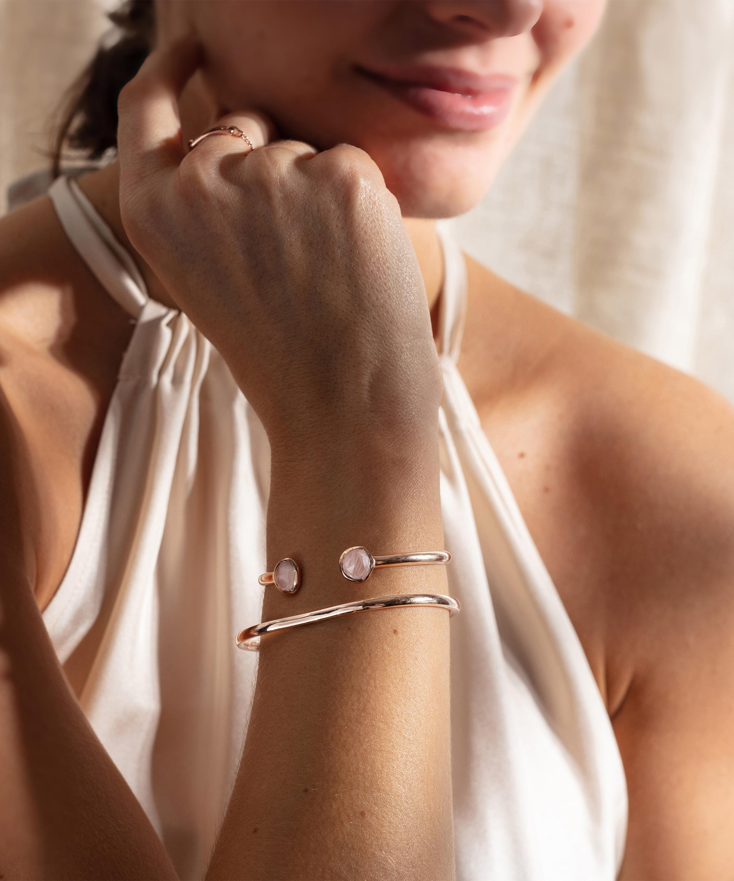 Monica Vinader - Rose Gold Plated Vermeil Silver Alta Capture Medium Charm Bangle image number 2