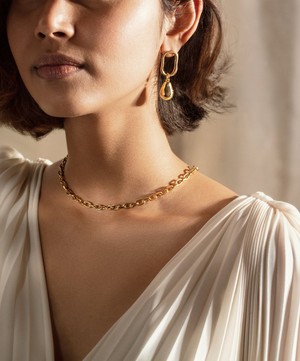 Monica Vinader - Rose Gold Plated Vermeil Silver Alta Capture Stud Earrings image number 1