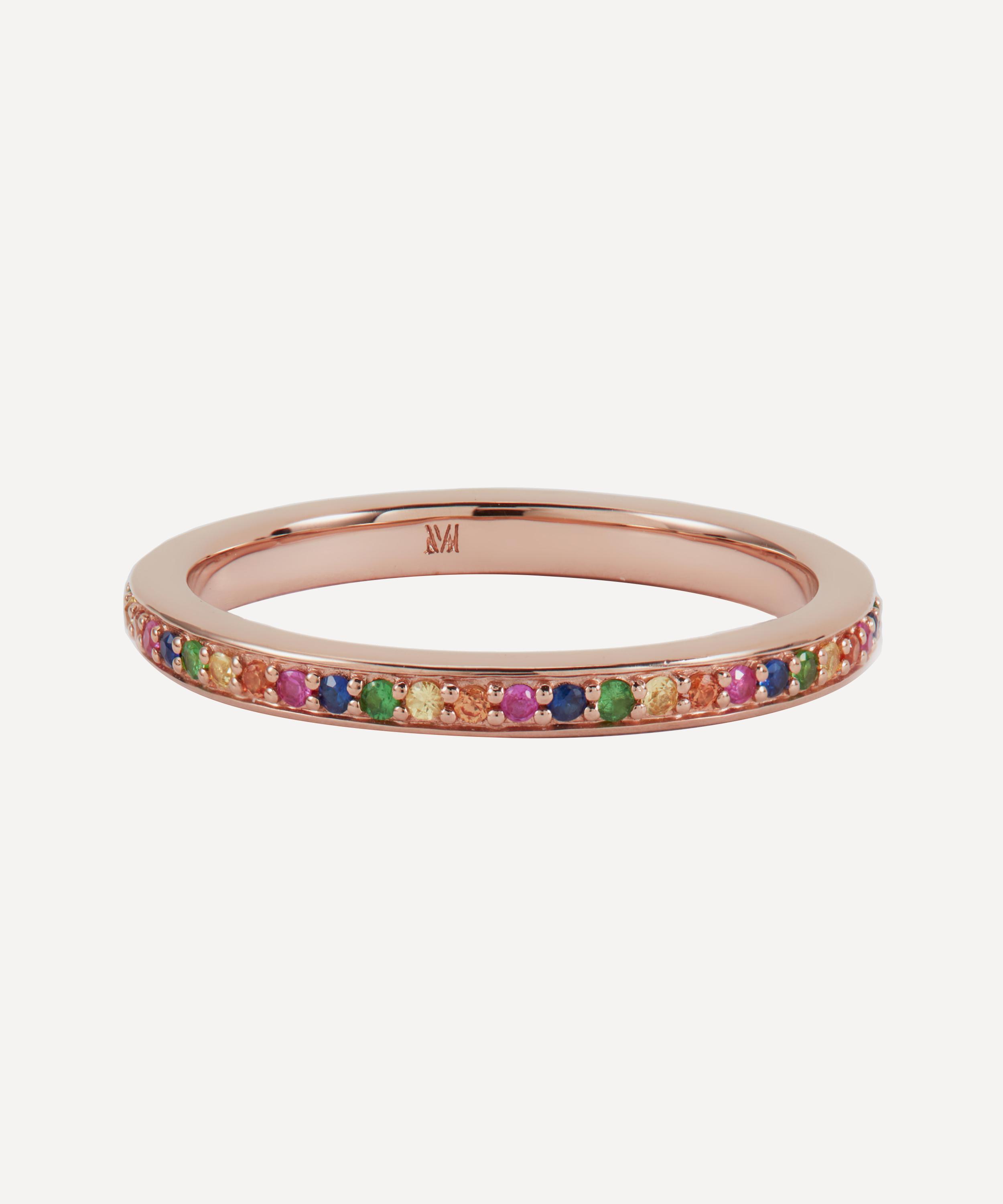 Monica Vinader - Rose Gold Plated Vermeil Silver Skinny Gemstone Eternity Ring image number 0
