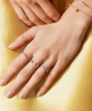 Monica Vinader - Rose Gold Plated Vermeil Silver Skinny Gemstone Eternity Ring image number 1