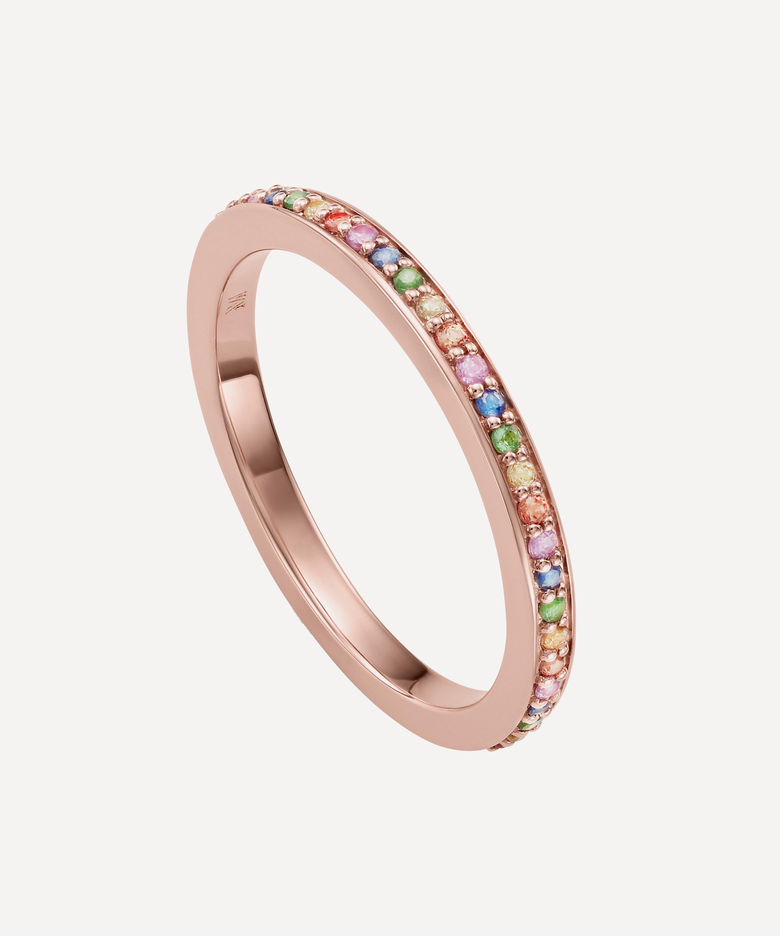 Monica Vinader - Rose Gold Plated Vermeil Silver Skinny Gemstone Eternity Ring image number 2