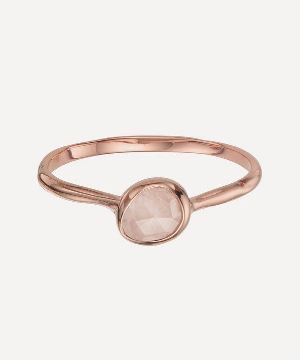 Monica Vinader - Rose Gold Plated Vermeil Silver Siren Small Rose Quartz Stacking Ring image number null