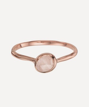 Monica Vinader - Rose Gold Plated Vermeil Silver Siren Small Rose Quartz Stacking Ring image number 0