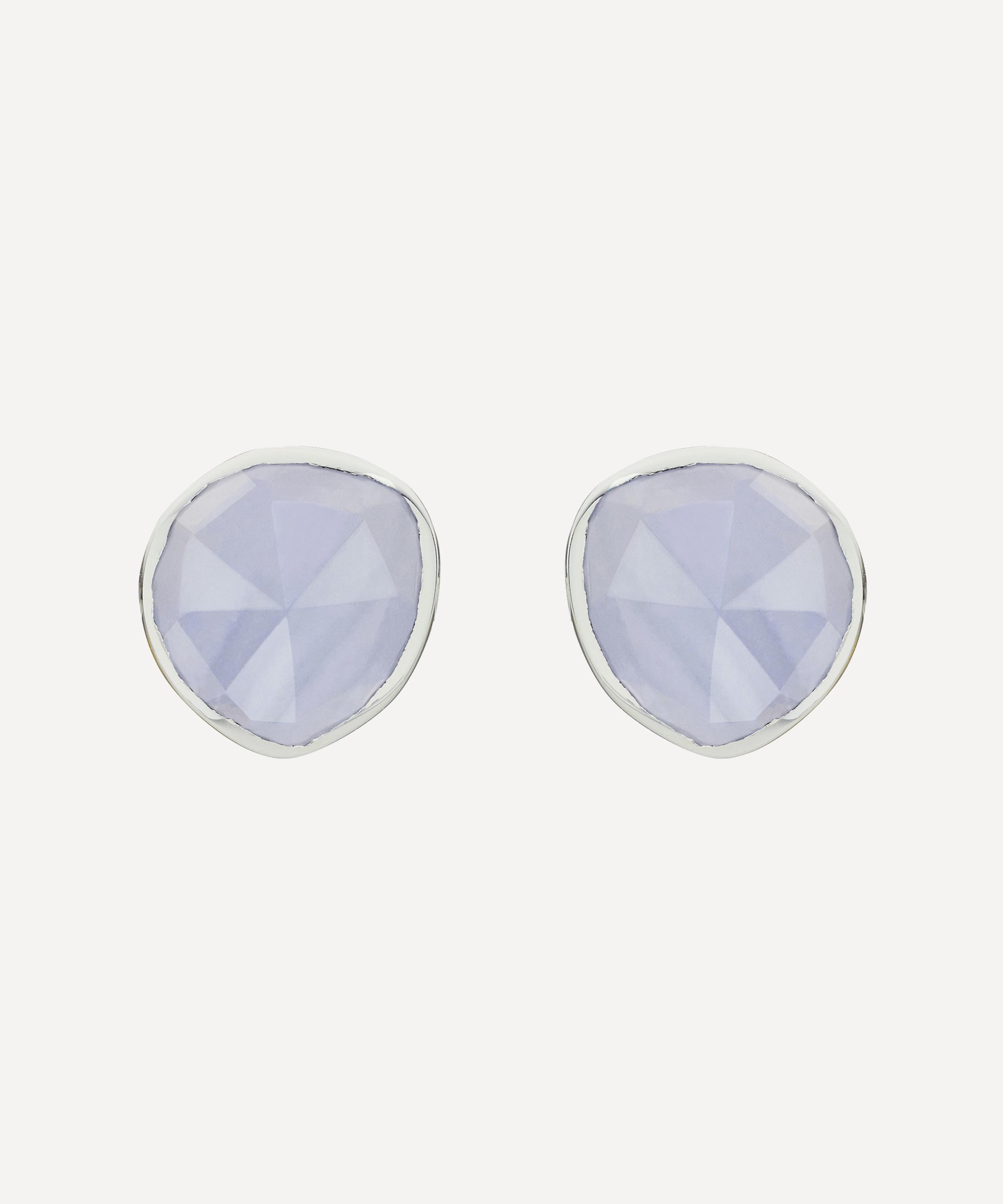 Monica Vinader - Silver Siren Blue Lace Agate Stud Earrings image number 0