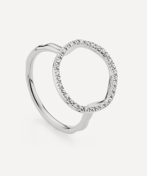 Monica Vinader - Silver Riva Diamond Circle Ring image number null