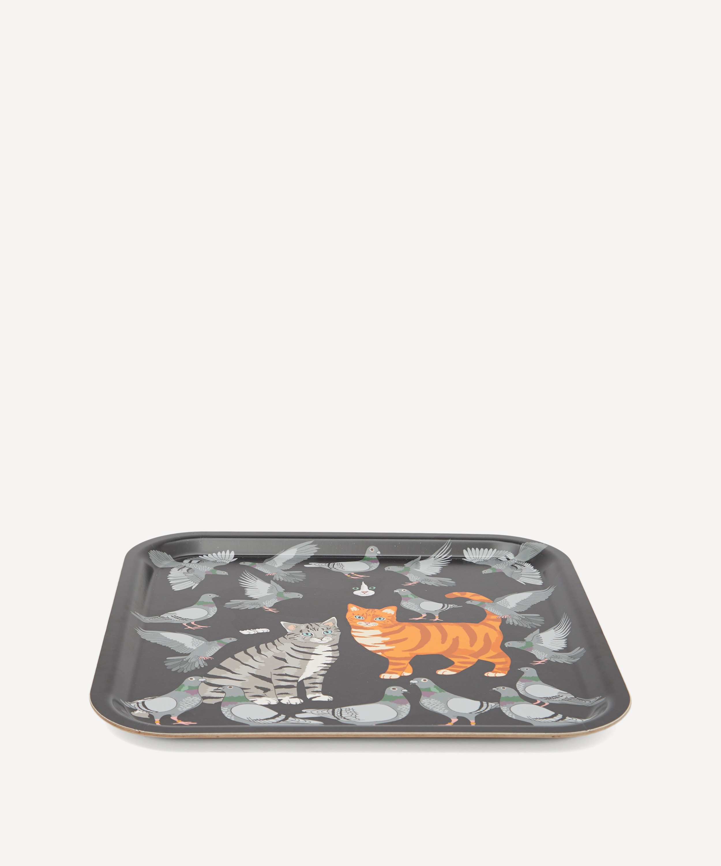 Avenida Home - Cat Amongst the Pigeons Square Birch Wood Tray image number 1