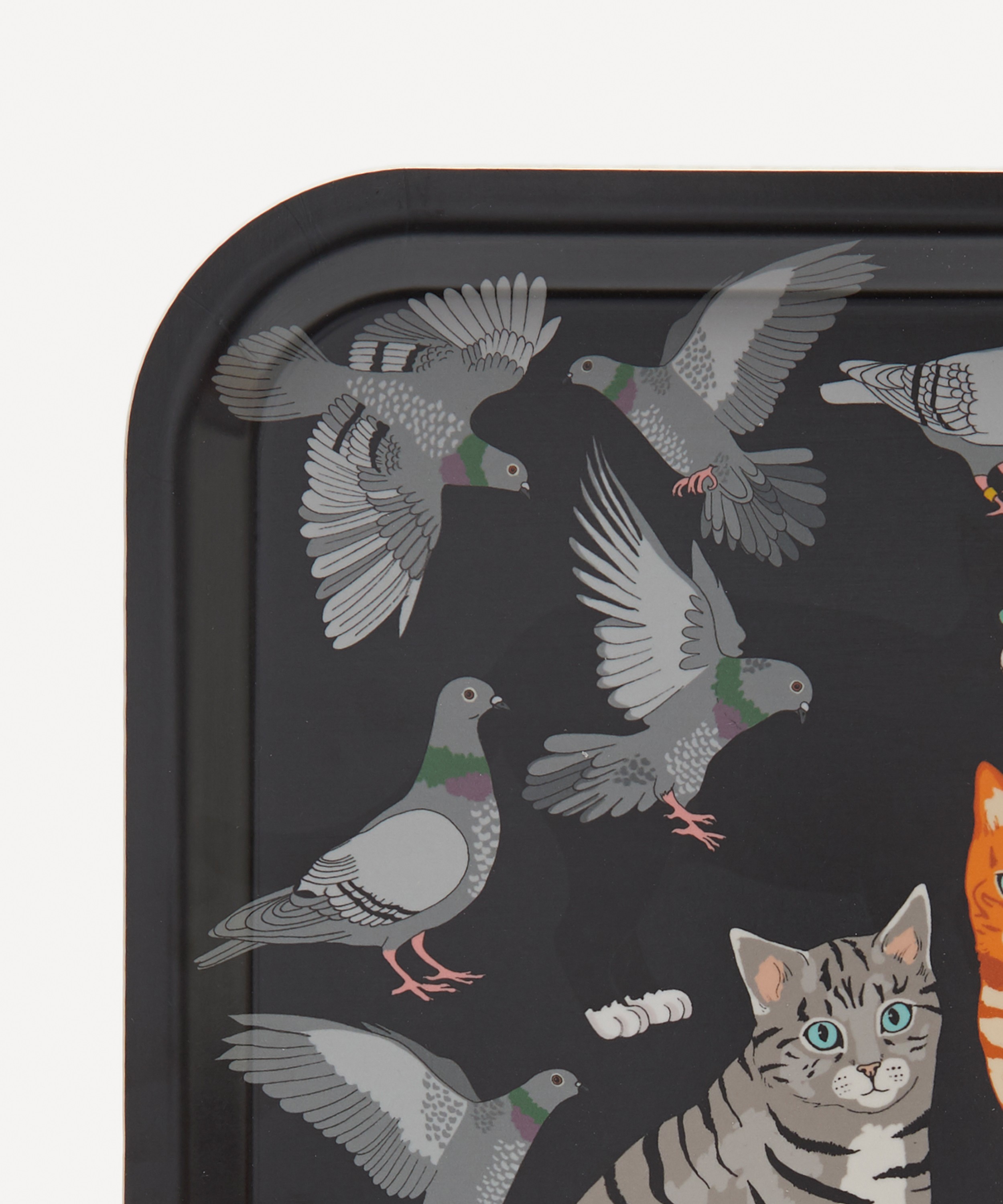 Avenida Home - Cat Amongst the Pigeons Square Birch Wood Tray image number 3