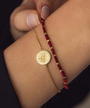 Astley Clarke - Gold Plated Vermeil Silver Celestial Compass White Sapphire Kula Bracelet image number 1