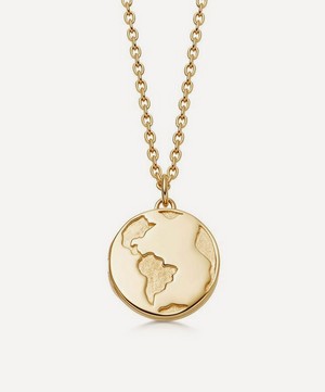 Astley Clarke - Gold Plated Vermeil Silver Biography Earth Locket Necklace image number 0