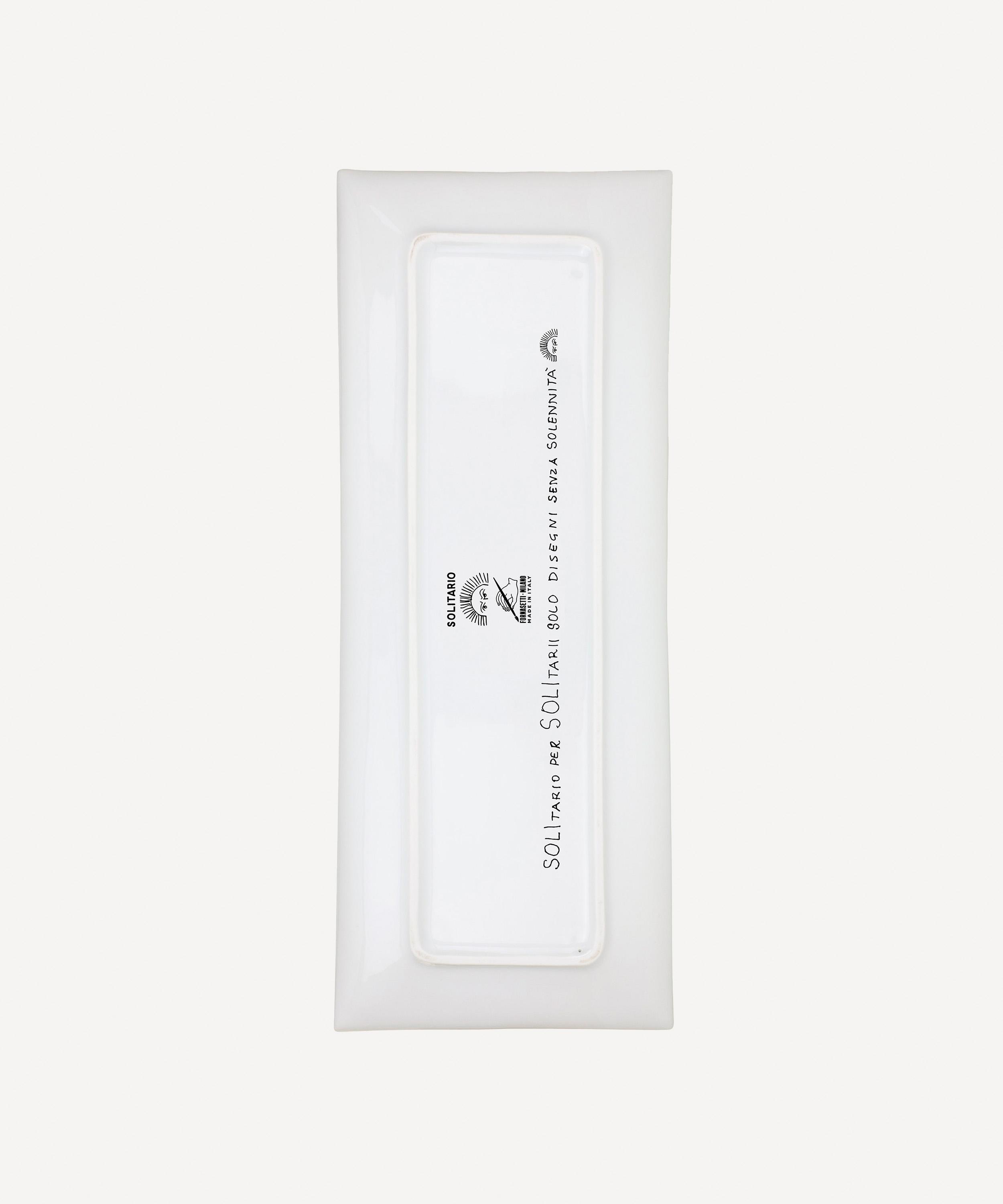 Fornasetti - Solitario Rectangular Ceramic Tray image number 1