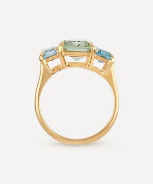 Dinny Hall - Gold Plated Vermeil Silver Trinny Trilogy Green Amethyst and Blue Topaz Ring image number 2