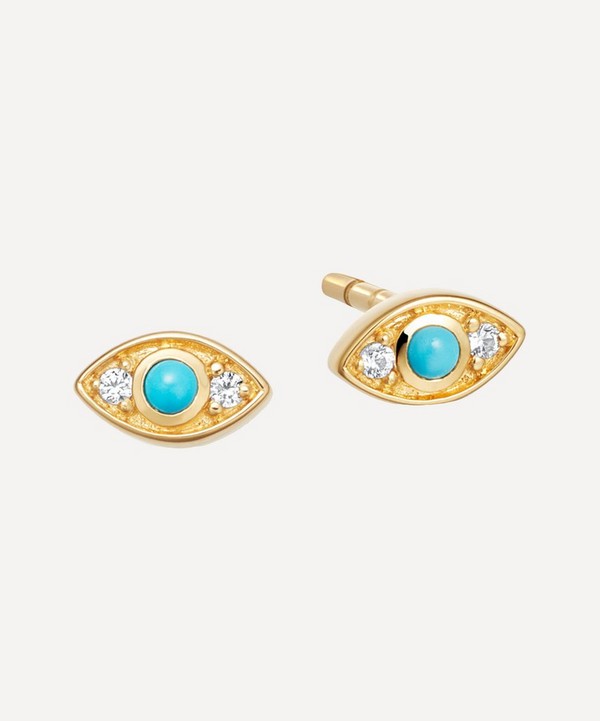 Astley Clarke - Gold Plated Vermeil Silver Biography Tiny Evil Eye Stud Earrings image number null