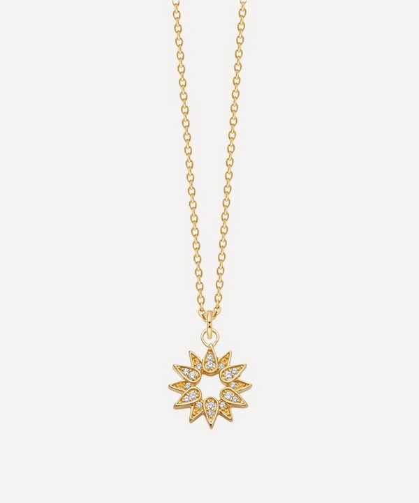 Astley Clarke - Gold Plated Vermeil Silver Biography White Sapphire Sun Pendant Necklace image number null