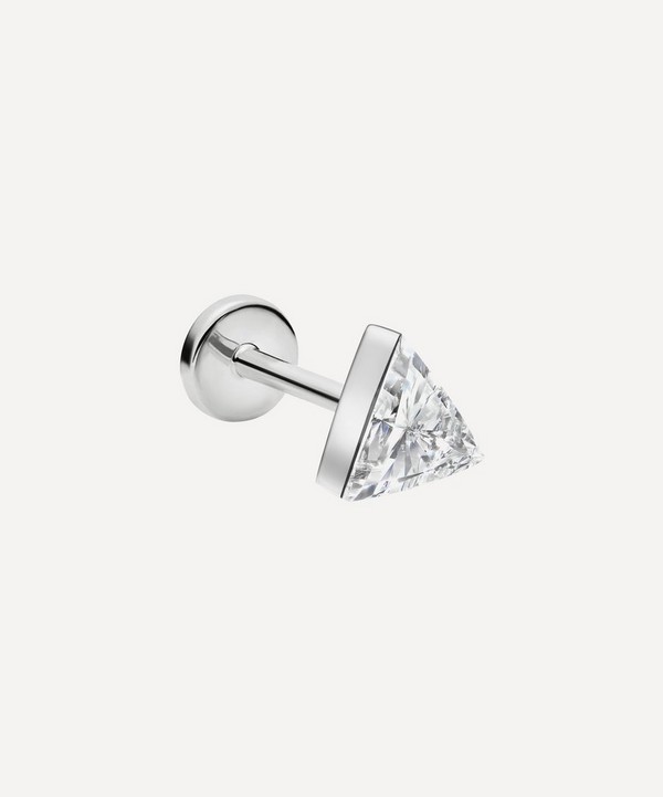 Maria Tash - 18ct 4mm Invisible Set Triangle Diamond Threaded Stud Earring image number null