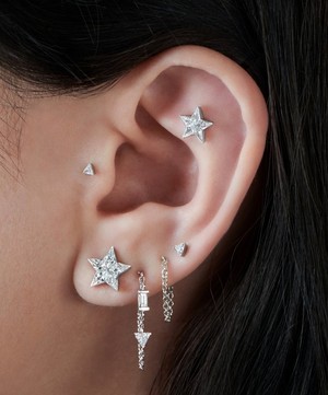 Maria Tash - 18ct 4mm Invisible Set Triangle Diamond Threaded Stud Earring image number 1