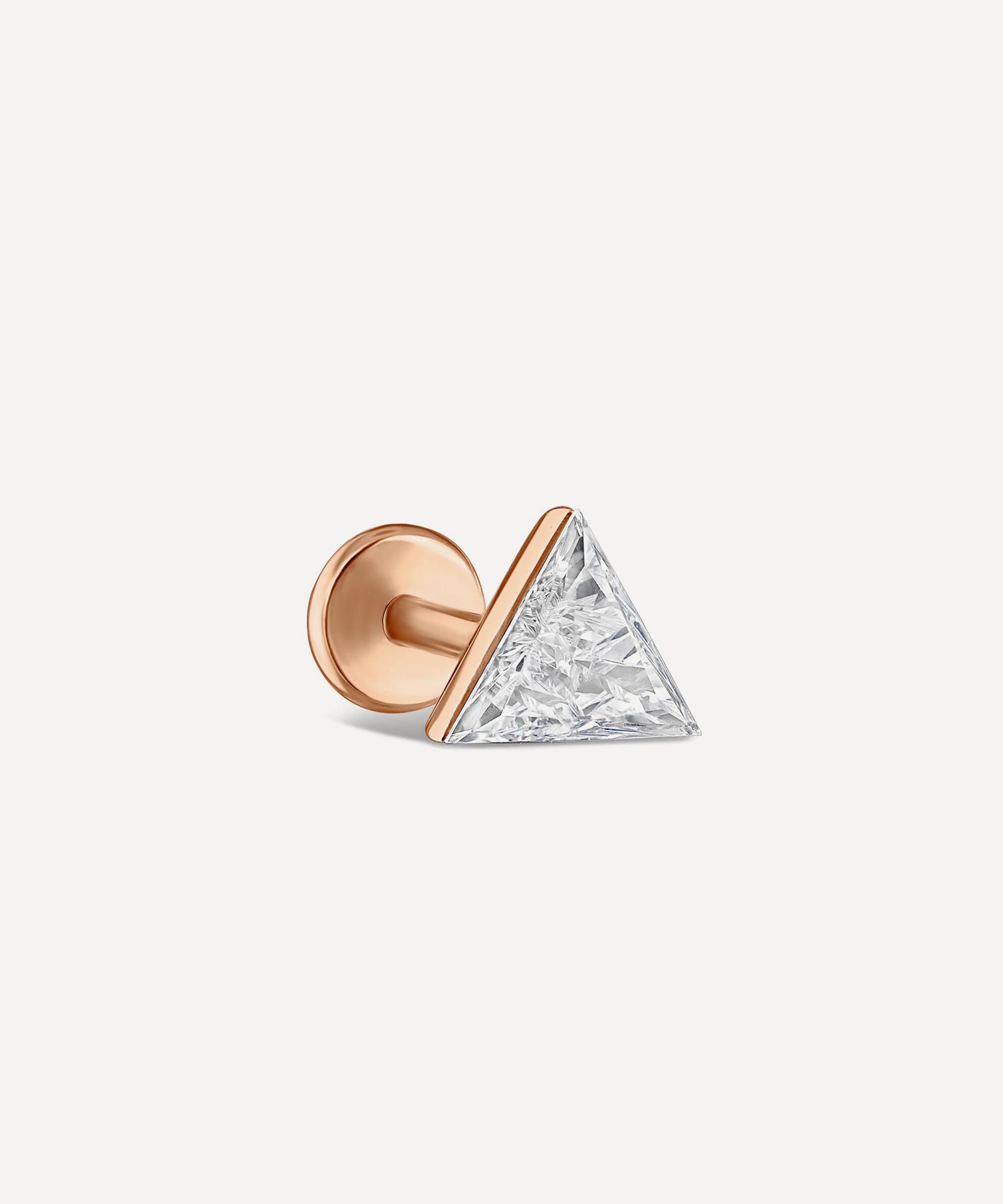 Maria Tash - 18ct 5mm Invisible Set Triangle Diamond Threaded Stud Earring image number 0