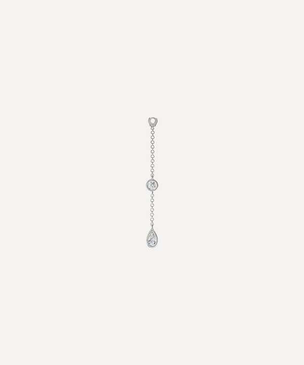 Maria Tash - 18ct 32mm Pendulum Charm Scalloped Set Pear and Round Diamond