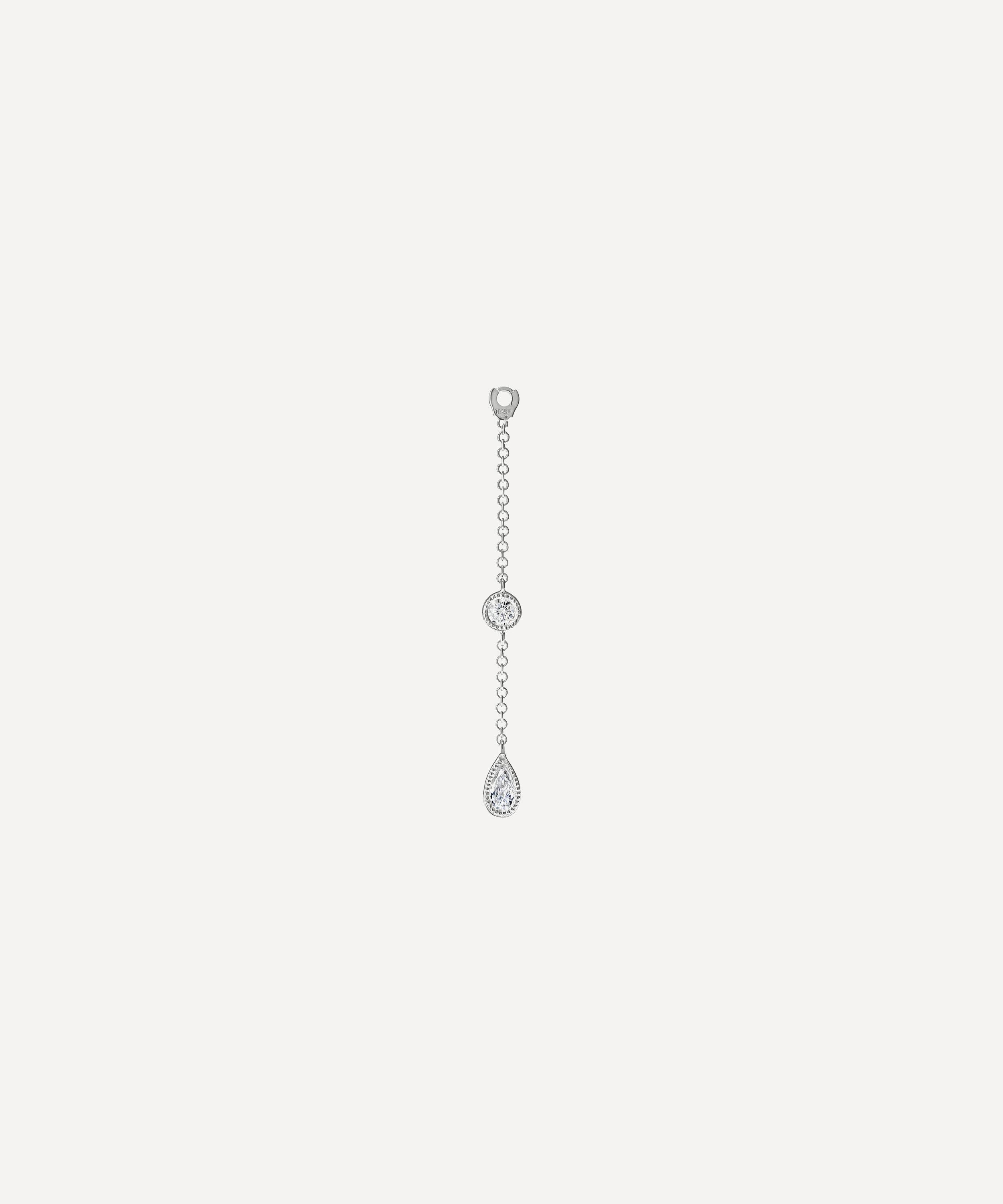 Maria Tash - 18ct 32mm Pendulum Charm Scalloped Set Pear and Round Diamond