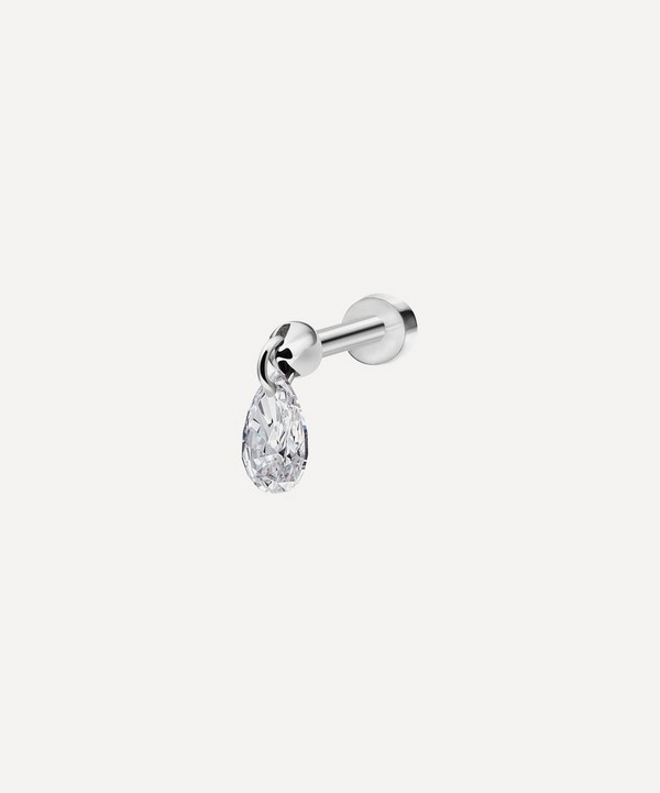 Maria Tash - 18ct 4mm Floating Pear Diamond Charm Threaded Stud Earring image number null