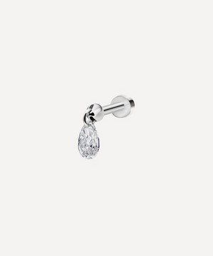Maria Tash - 18ct 4mm Floating Pear Diamond Charm Threaded Stud Earring image number 0
