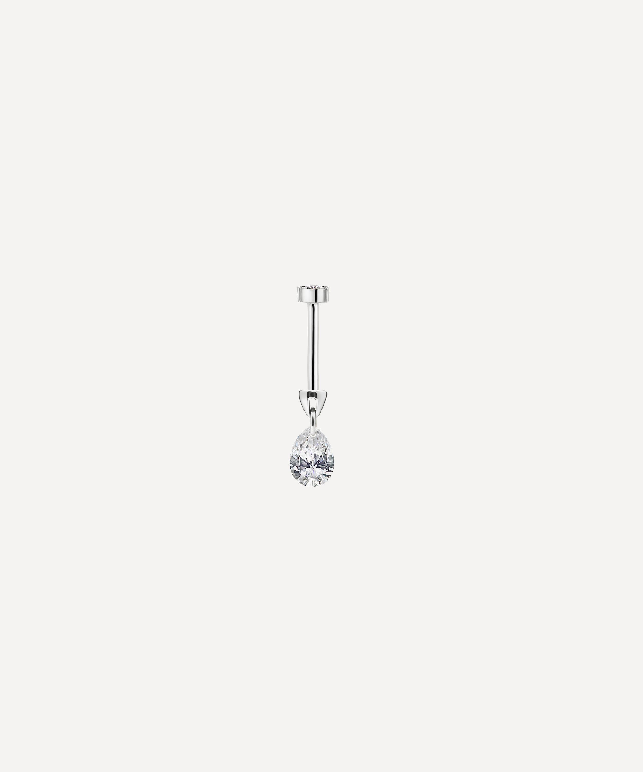 Maria Tash - 18ct 4mm Floating Pear Diamond Charm Threaded Stud Earring image number 1