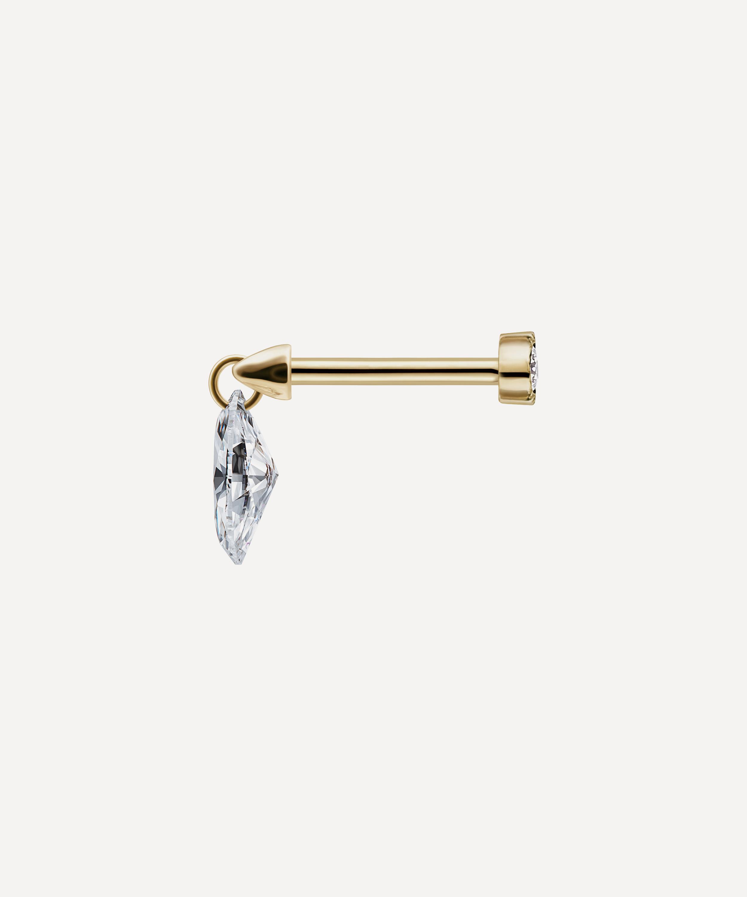 Maria Tash - 18ct 6mm Floating Marquise Diamond Charm Threaded Stud Earring image number 2