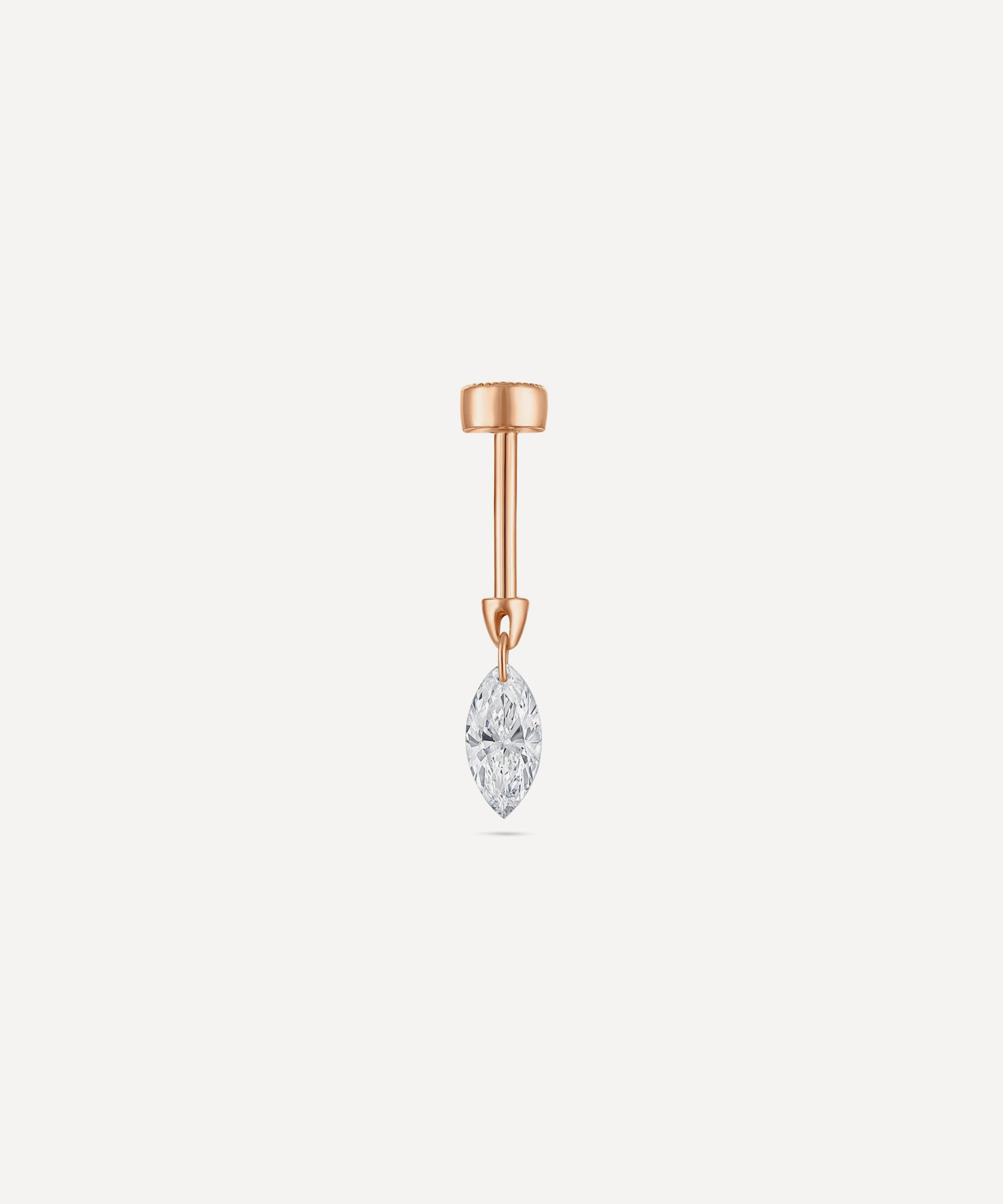 Maria Tash - 18ct 6mm Floating Marquise Diamond Charm Threaded Stud Earring image number 2