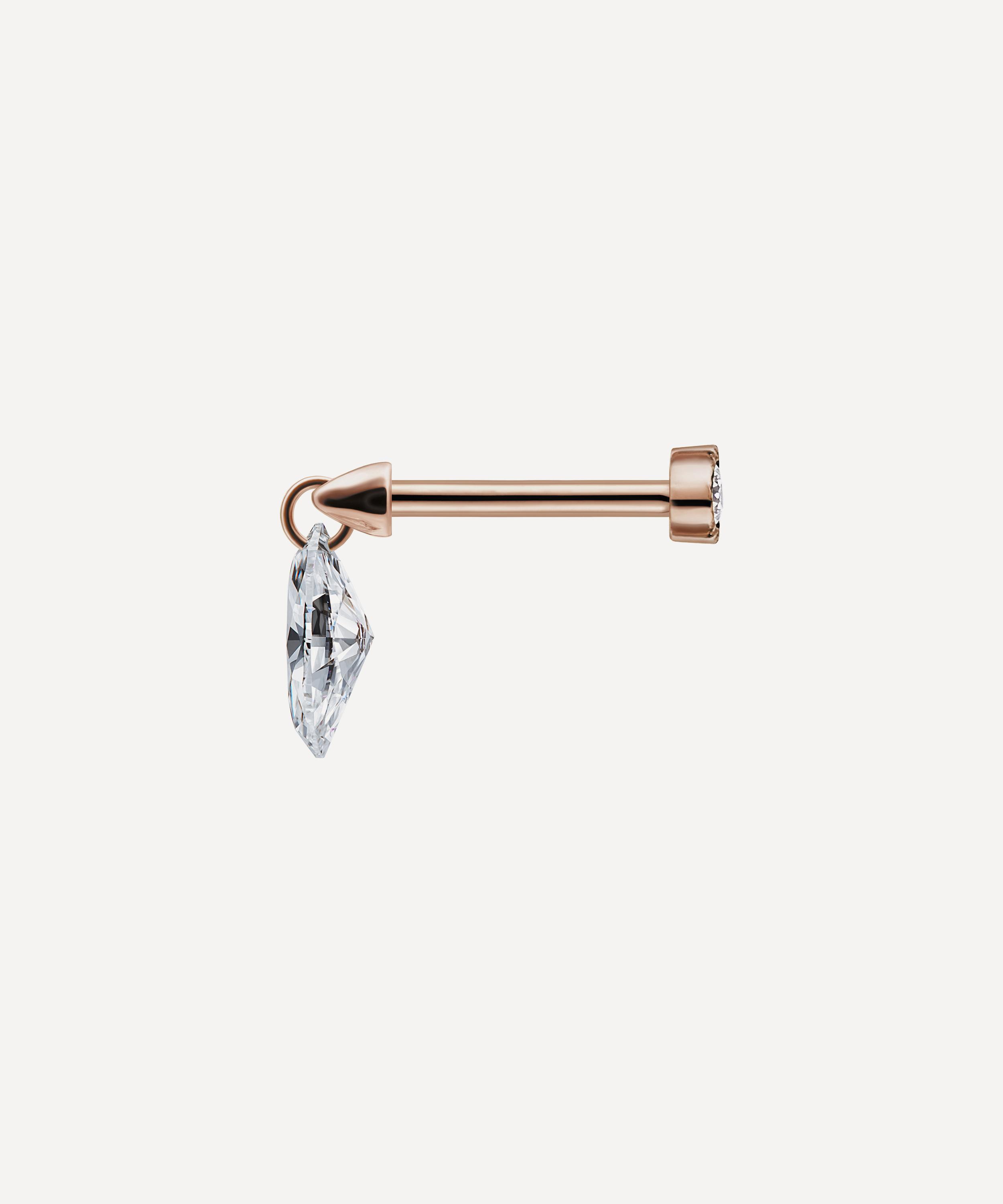 Maria Tash - 18ct 6mm Floating Marquise Diamond Charm Threaded Stud Earring image number 3