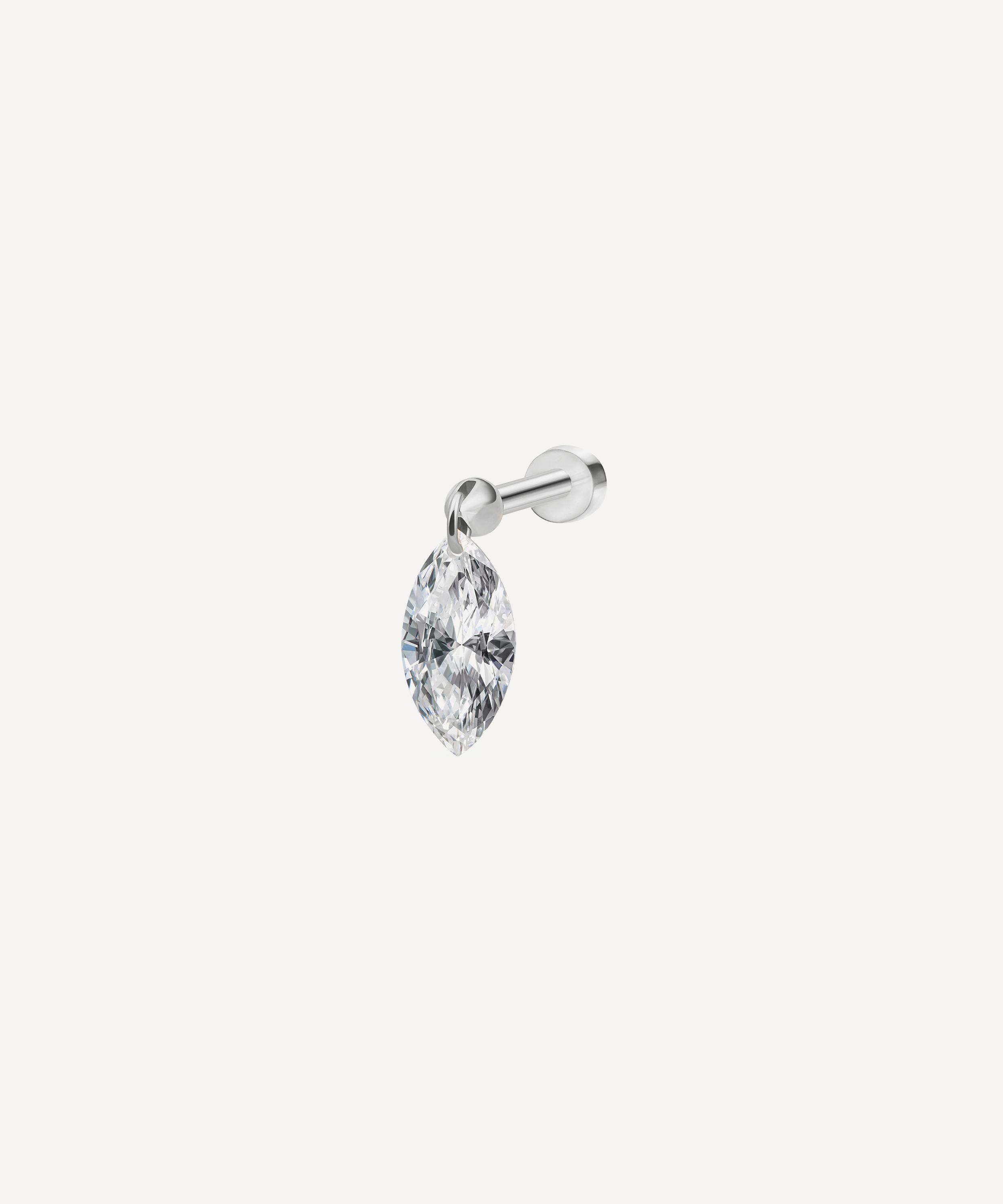 Maria Tash - 18ct 6mm Floating Marquise Diamond Charm Threaded Stud Earring